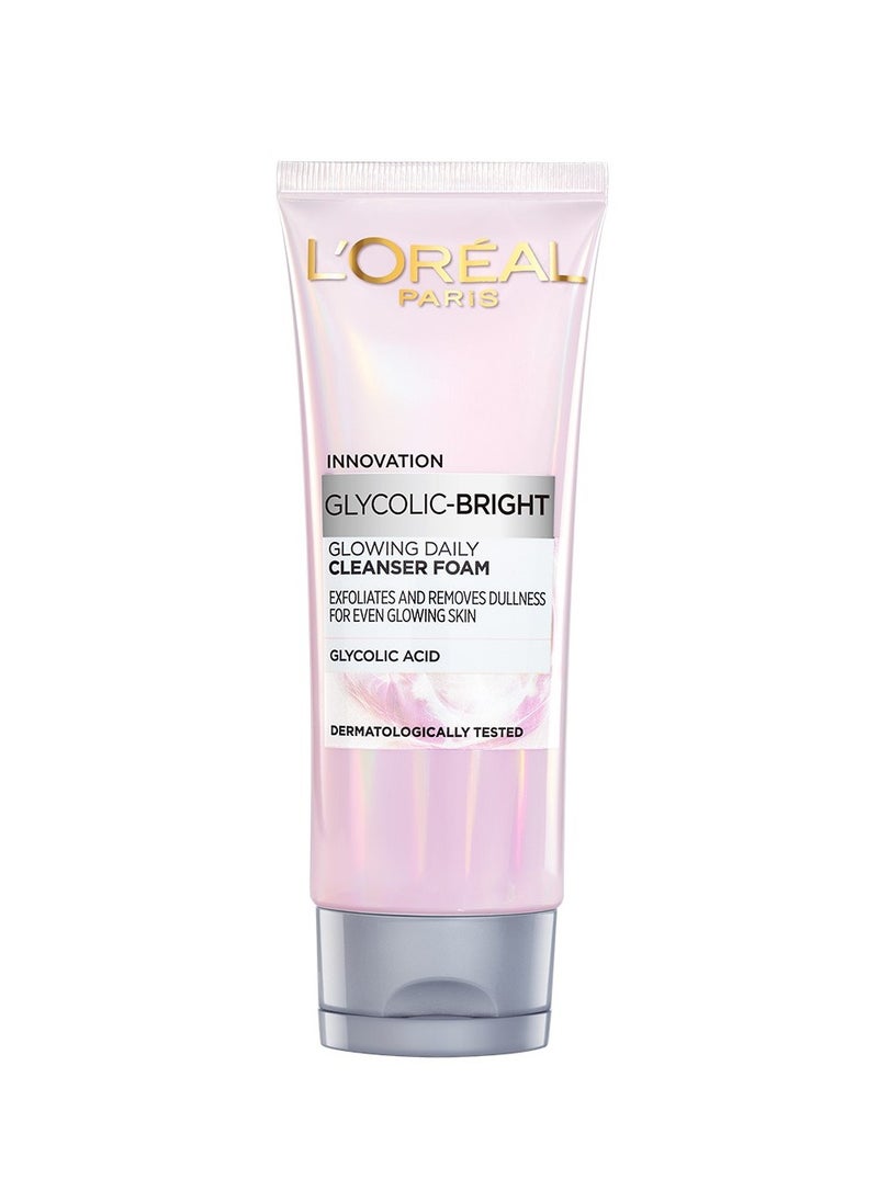 L'OREAL PARIS - Glycolic Bright Glowing Daily Cleanser Foam - 100ML - Image 1