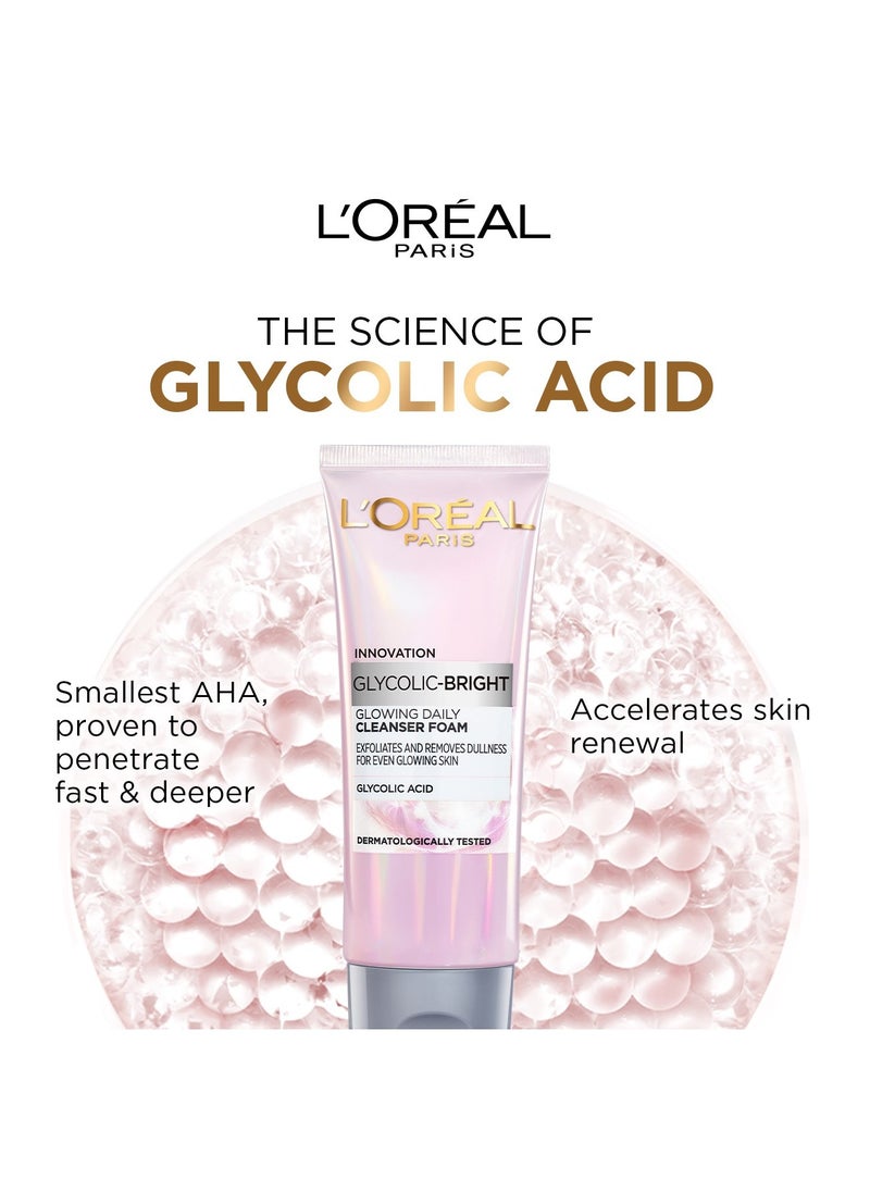 L'OREAL PARIS - Glycolic Bright Glowing Daily Cleanser Foam - 100ML - Image 1