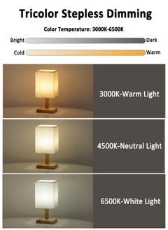 Sharpdo Nordic Solid Wood USB Infinitely Dimmable Table Lamp Creative  Warm Desk Light With Fabric Lampshade For Bedroom Living Room Atmosphere Table Light  - Image 5