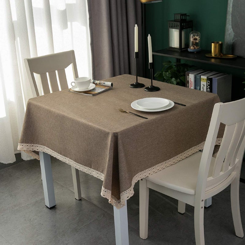 ehousehome faux linen tableroth مع تقليم الدانتيل - مقاوم للماء/مقاومة للبقع/مقاومة/تجاعيد خالية من الزيت - لحفلات مأدبة عشاء المطبخ القهوة - Image 2