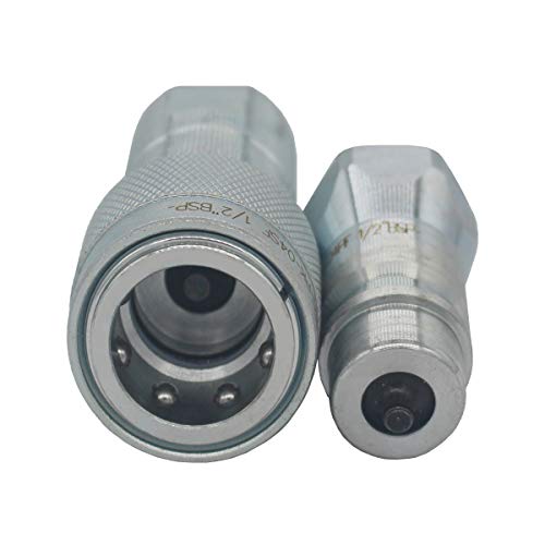 Undercarriage 2-Sets 1/4'' Ag ISO5675 Carbon Steel Hydraulic Quick Disconnect Coupling/Coupler Poppet Valve，Pioneer Type, Set w/Dust Cap - Image 5
