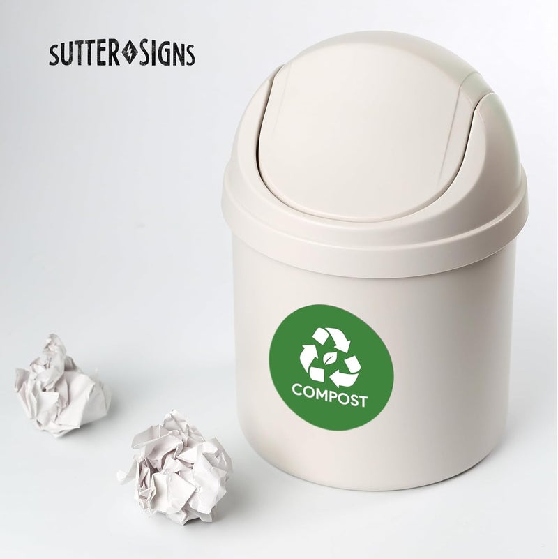 Sutter Signs Trash Compost Recycle Stickers for Trash Can 6pcs | Weatherproof Indoor Outdoor Waste Management Decal Label Signs for Garbage Cans, Yard Waste, and Recycling Bins - Image 5