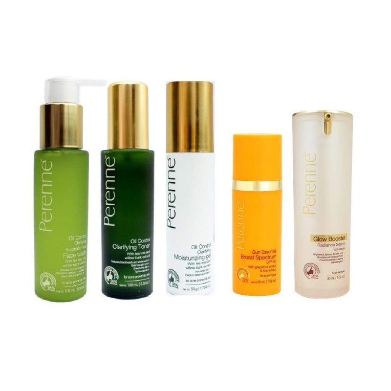 PERENNE Perenne CTSMP Skin Care Kit with Clarifying Face wash Toner Moisturising Gel Glow Booster Serum and Sunscreen Value pack For Sensitive and Acne Prone Skin with Tea Tree oil Neem Aloe vera - Image 1