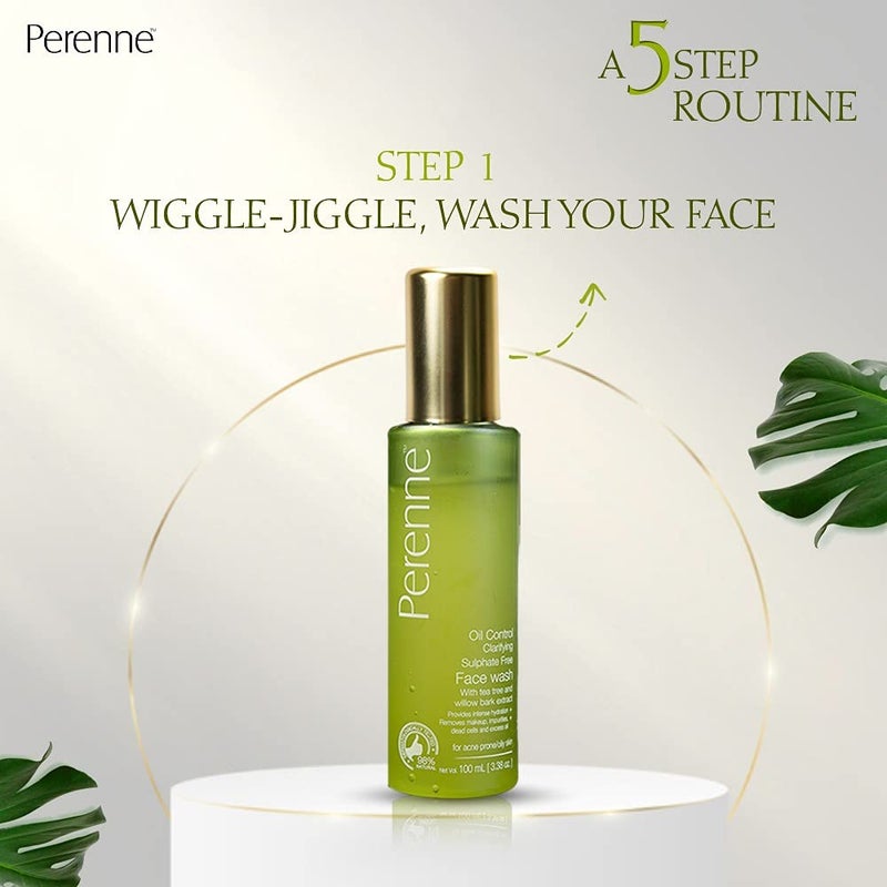 PERENNE Perenne CTSMP Skin Care Kit with Clarifying Face wash Toner Moisturising Gel Glow Booster Serum and Sunscreen Value pack For Sensitive and Acne Prone Skin with Tea Tree oil Neem Aloe vera - Image 3
