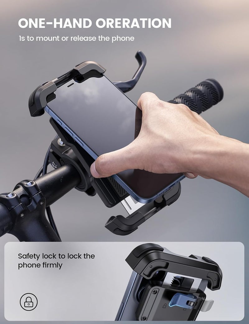 Lamicall Bike Phone Mount Holder - Motorcycle Phone Mount, Adjustable Cell Phone Holder Gifts, E-Bike Bicycle Scooter Handlebar Cradle Clip for iPhone Air 17 Pro Max, 16 15 Plus, 14, 4.7-6.8" Phone - Image 3