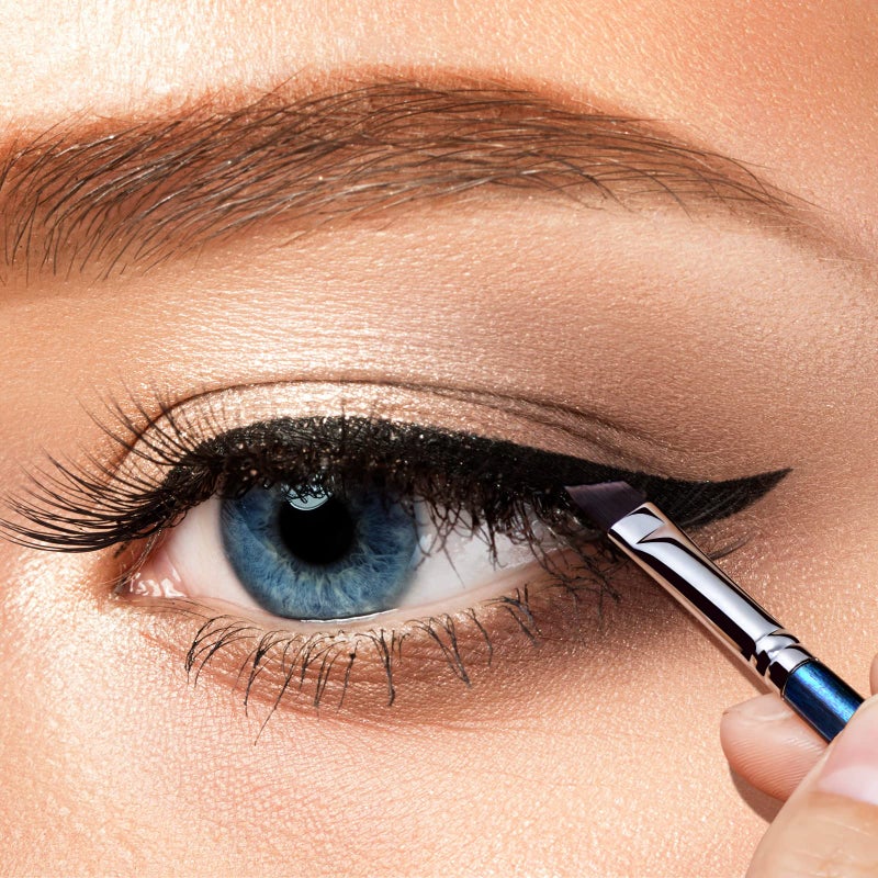 EIGSHOW Eyeliner Brush Fine Angled - PRO Precision Gel Eye Liner Makeup Brush -Ultra Thin Slanted Flat Angle - Premium Cruelty Free Synthetic Bristles (E835 Blue) - Image 4
