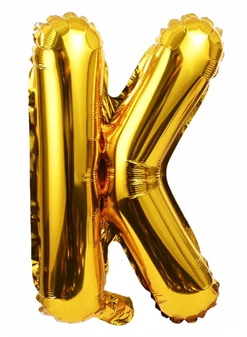 PARTY FUN 32 Inch Foil Letter Balloon Letter K Golden Colour Perfect for Party and Birthdays  - Image 1