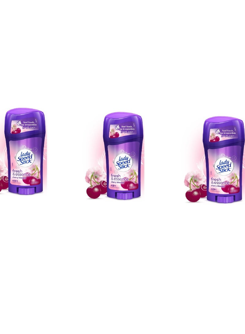 Lady Speed Stick Deodorant Stick 3 Pack Fresh & Essence Cherry Blossom Scent 65g - Image 2