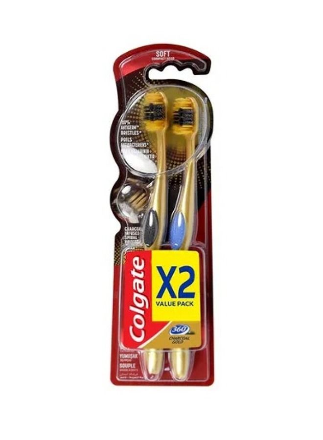 Colgate 2pcs Charcoal Toothbrush Set 1+1 Multicolor - Image 2
