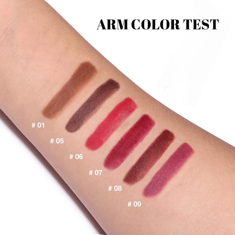evpct 6Pcs Mauve Maroon Brown Ruby Plum Dark Red Gradient Matte Lip Liner Lipstick Combo Crayon Pencil Set for Women Long Lasting, Cream Lip Liner and Lipstick Combo Makeup Kit, Gradual Ombre Effect - Image 5