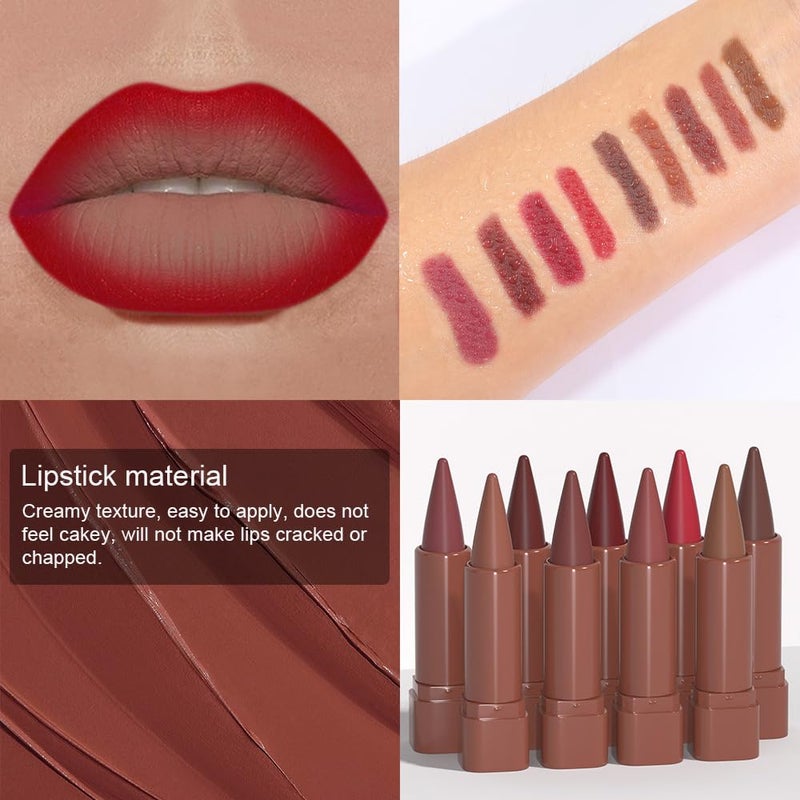 evpct 6Pcs Mauve Maroon Brown Ruby Plum Dark Red Gradient Matte Lip Liner Lipstick Combo Crayon Pencil Set for Women Long Lasting, Cream Lip Liner and Lipstick Combo Makeup Kit, Gradual Ombre Effect - Image 4