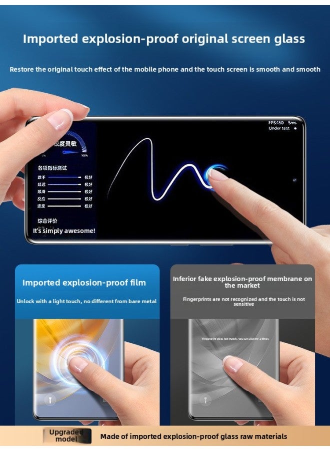 For Huawei Nova12 Tempered Film Nova12pro Mobile Phone Film 12ultra Real Curved Screen Nvoa12i-Colour:[blu-ray Version★True Curved Surface * Full Glue Gel Film] 3 Pieces * Free Artifact + Lens Film + Rear Film-Size:For Huawei Nova 12 Vitality Version  - Image 3