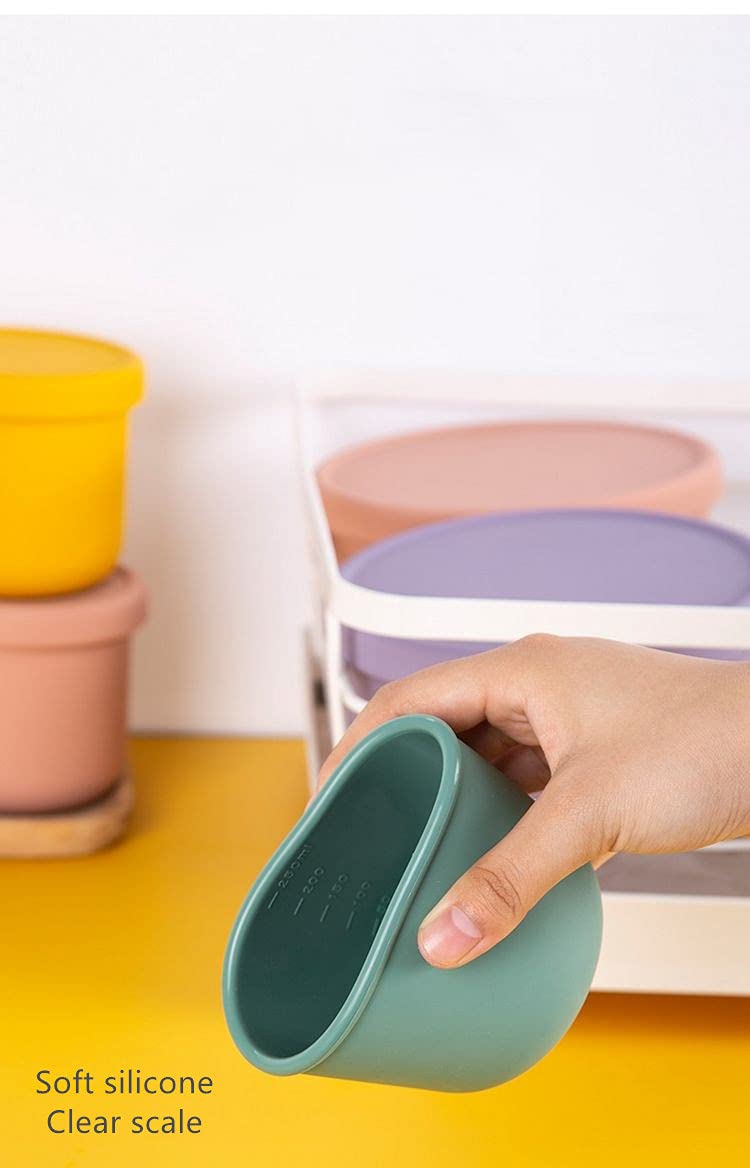 yaocoral Small Silicone Bento Box Silicone Cup Microwave Freezer Safe Mini Silicone Bowl with Lids for Dessert Fruit Snack Portable Food Storage Container(green) - Image 4