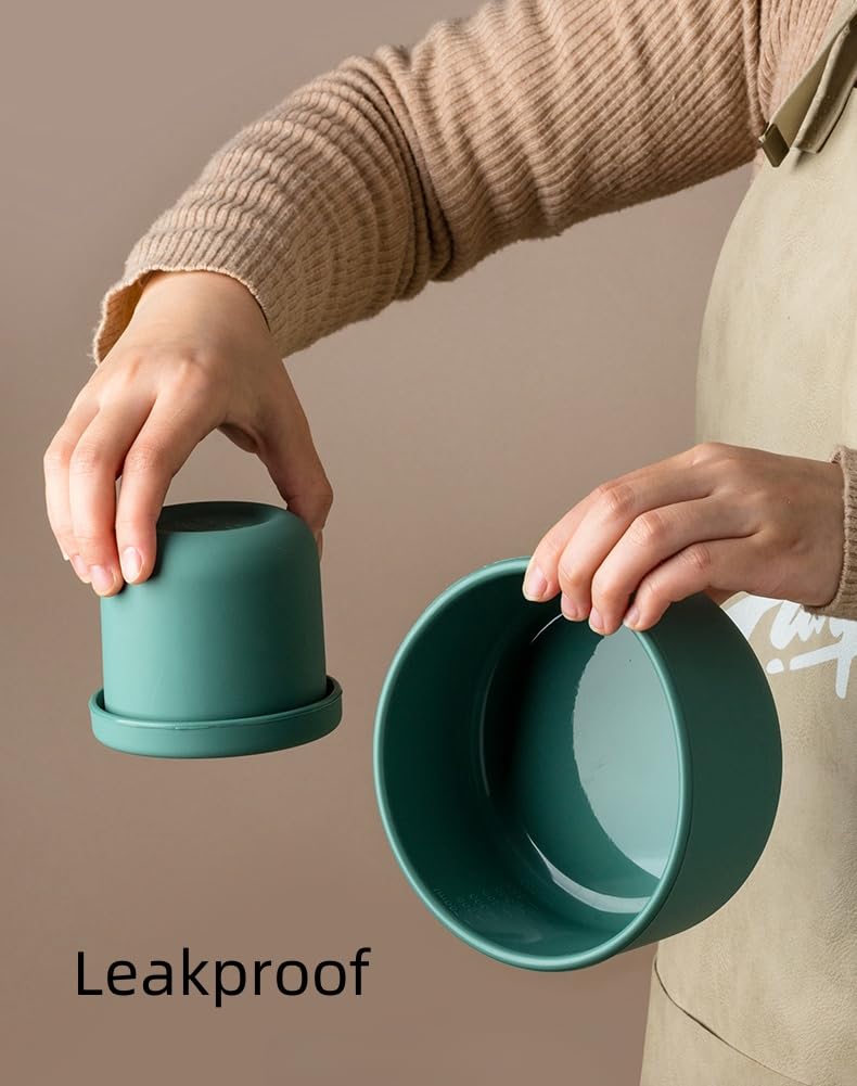 yaocoral Small Silicone Bento Box Silicone Cup Microwave Freezer Safe Mini Silicone Bowl with Lids for Dessert Fruit Snack Portable Food Storage Container(green) - Image 3