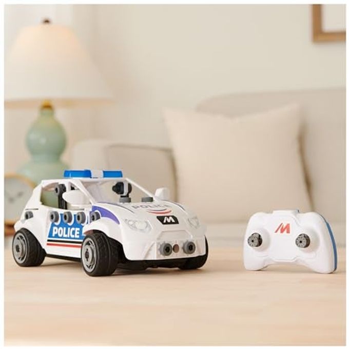 Meccano Junior, RC Police Car with Working Trunk and Real Tools, Toy Model Building Kit, STEM Toys for Kids Ages 5 and up - Image 2