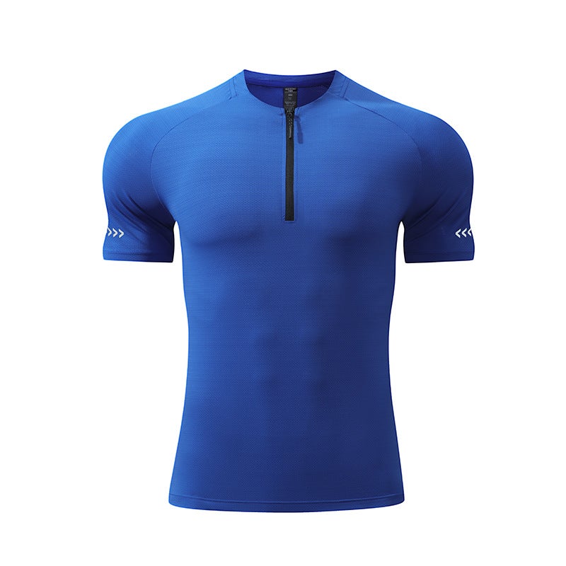 Generic Summer Mens Outdoor High-Elastic Quick-Dry Sports Tee Color blue