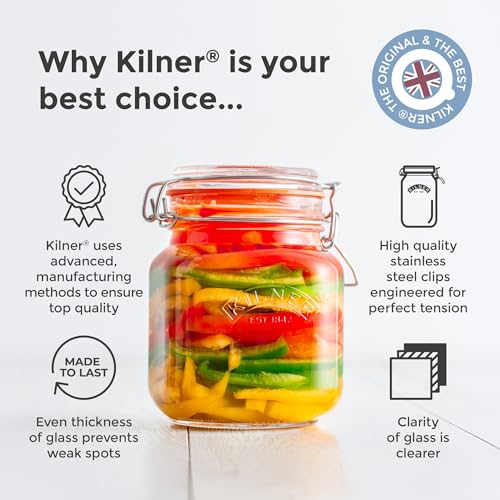 Kilner Premium 2L Airtight Square Clip Top Glass Jar for Food Storage, Biscuits, Cereals, Pulses | Multipurpose, BPA Free, Reusable Kitchen Container - Image 3