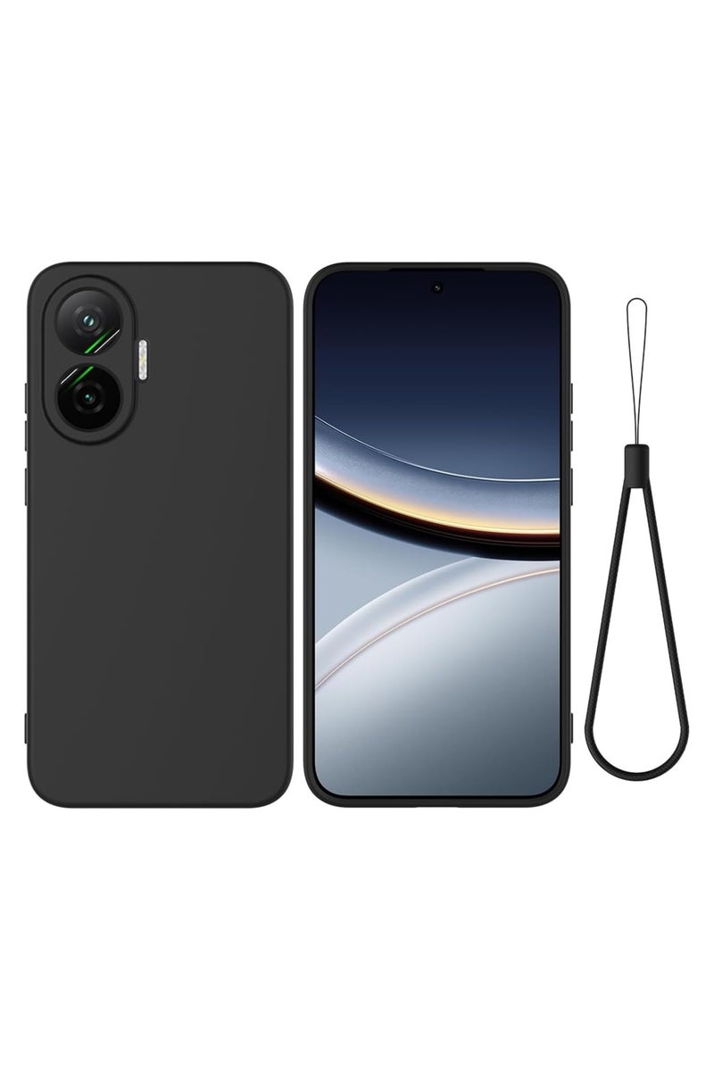 general Silicone case compatible with Xiaomi Poco F7 5G, liquid silicone TPU soft case with lanyard strap, Xiaomi Poco F7 shockproof and drop-proof protective case
