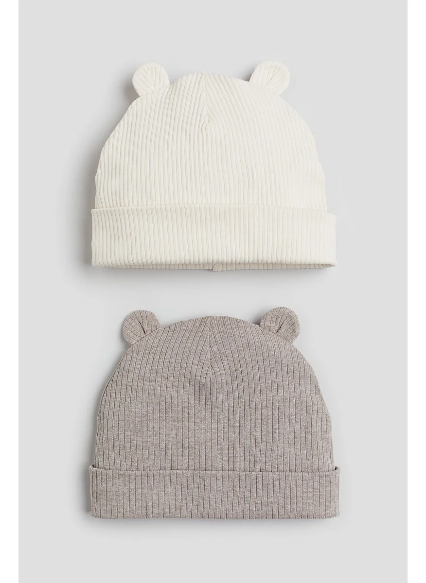 H&M 2-Pack Ribbed Ear-Detail Beanies