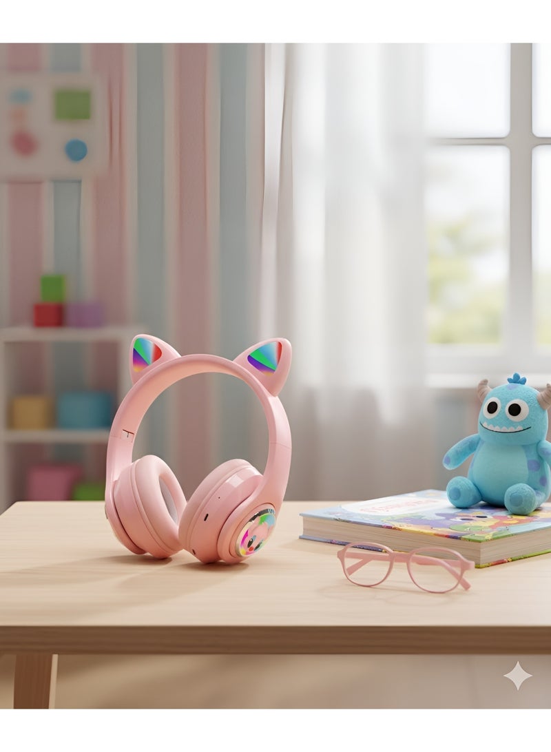 AH-803 Stitch-Shaped Gaming Headset with RGB Lighting and Independent Microphone - Ergonomic Design - Powerful Surround Sound and Immersive Gaming and Music Experience - Pink - Image 2