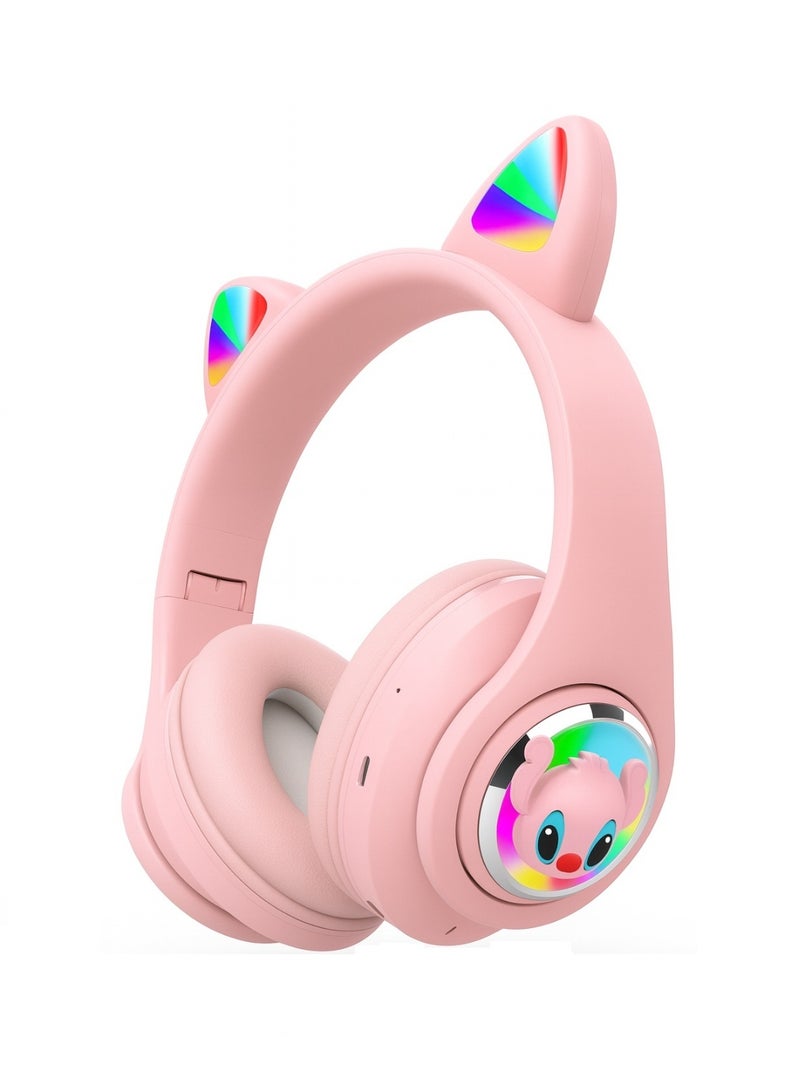 AH-803 Stitch-Shaped Gaming Headset with RGB Lighting and Independent Microphone - Ergonomic Design - Powerful Surround Sound and Immersive Gaming and Music Experience - Pink - Image 1