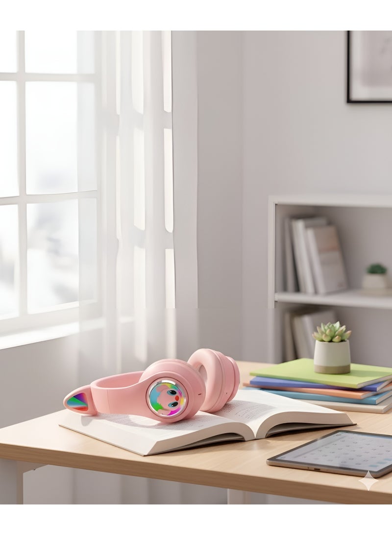 AH-803 Stitch-Shaped Gaming Headset with RGB Lighting and Independent Microphone - Ergonomic Design - Powerful Surround Sound and Immersive Gaming and Music Experience - Pink - Image 4