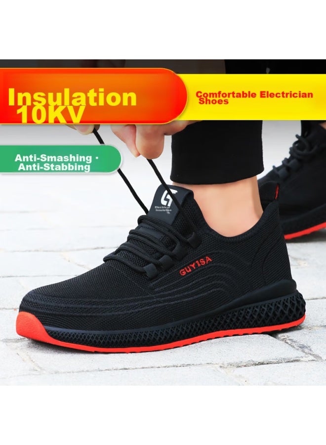 JUNBU Junbu Safety Shoes For Men, Electrician Ulated Plastic Toe Cap, Anti-smashing, Puncture-resistant, Breathable, Lightweight Work Shoes 9156kv Size 41 - Image 1