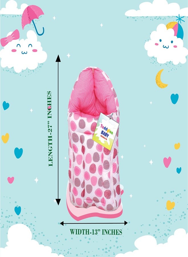 Toddylon Baby Bags Baby 3 in 1 Baby Bed | Baby Wrapper | Holder | Newborn Baby Boys Girls | Cotton (0-6 Months) Pink - Image 2