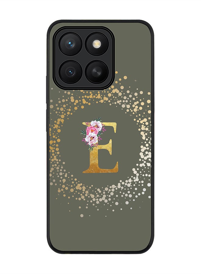 Stylizedd For Honor X8c Case,Slim fit Camera Protection, Shockproof Thin Phone cover  - Custom Monogram Floral - E  (Olive Green )