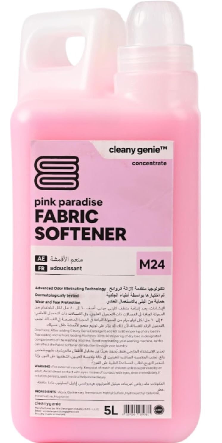 cleany genie Long Lasting Fabric Softener Concentrate Liquid Pink Paradise Fragrance 5L - Image 1