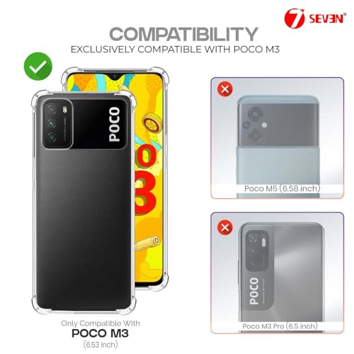 7-Seven 7SEVEN® Back Cover for Poco M3 Transparent Mobile Back Case Shock Proof Design Camera Edges Protection Crystal Clear Phone Case Silicon Soft TPU and Flexible Bumper Phone Cover - Image 2