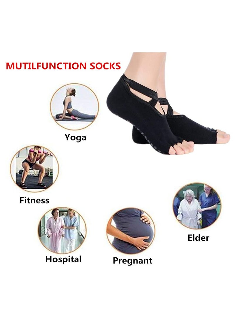 Generic 4 Pairs Non Slip Yoga Socks, Women Dress Socks Clasped Pilates Socks for Ballet Pilates Barre Dance  - Image 5