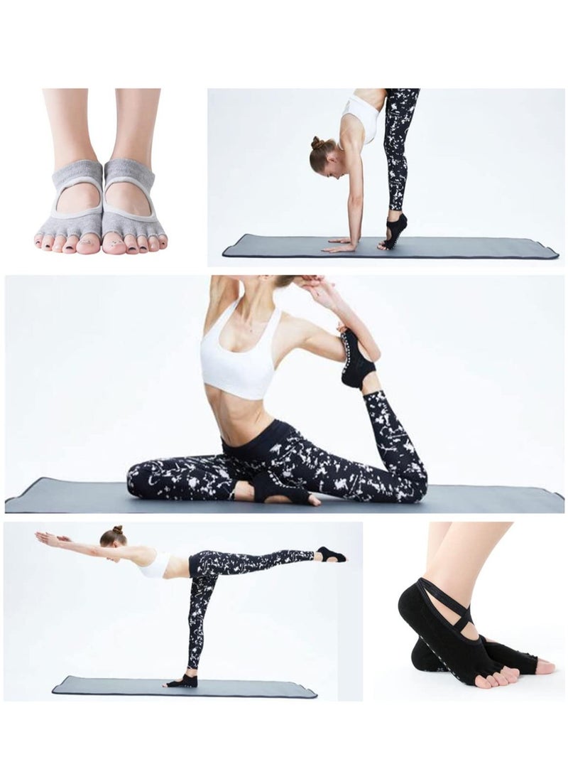 Generic 4 Pairs Non Slip Yoga Socks, Women Dress Socks Clasped Pilates Socks for Ballet Pilates Barre Dance  - Image 2
