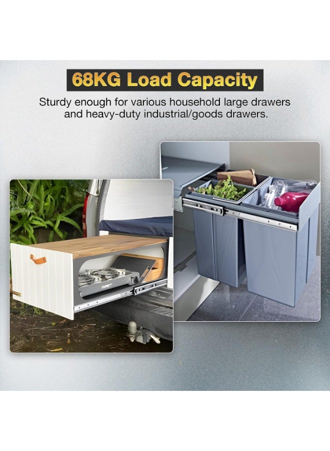Relex 1 Pair of Heavy Duty Drawer Slides, 68 kg Load Capacity Drawer Slides, 12 Inch Ball Bearing Drawer Slides, 3 Folds Full Extension Drawer Slides - Image 2