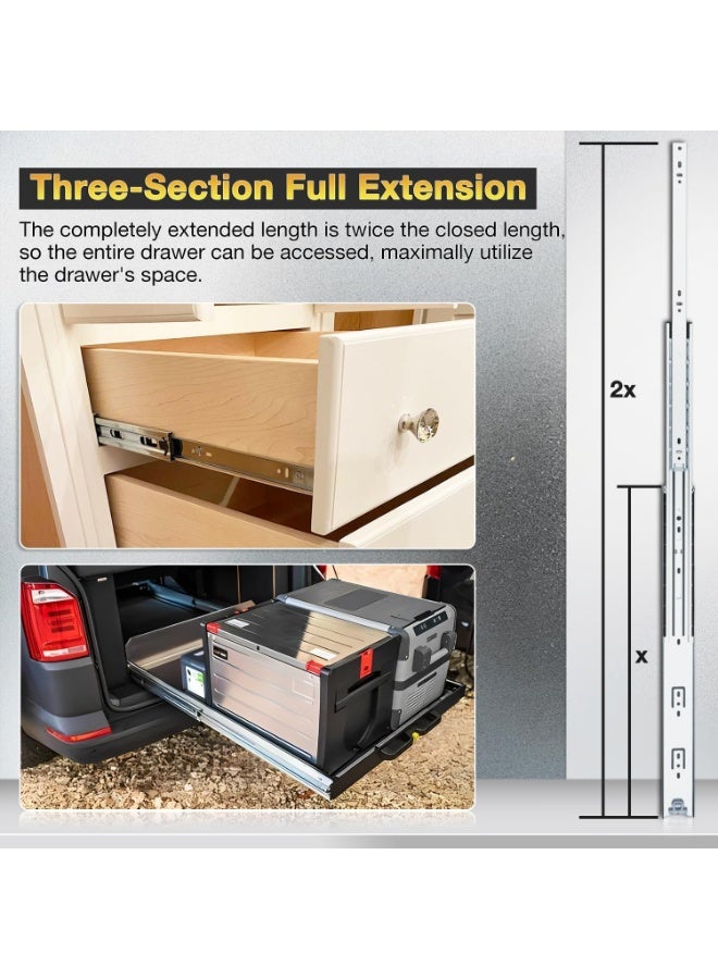Relex 1 Pair of Heavy Duty Drawer Slides, 68 kg Load Capacity Drawer Slides, 12 Inch Ball Bearing Drawer Slides, 3 Folds Full Extension Drawer Slides - Image 4
