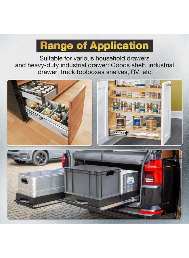 Relex 1 Pair of Heavy Duty Drawer Slides, 68 kg Load Capacity Drawer Slides, 12 Inch Ball Bearing Drawer Slides, 3 Folds Full Extension Drawer Slides - Image 5