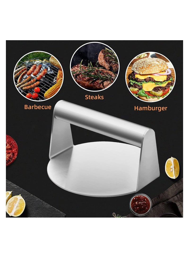 HOMESTAR Stainless Steel Burger Press,Professional Griddle Accessories Kit for Flat Top Grill, Hamburger Patty Maker and Squeeze Grease - Image 3