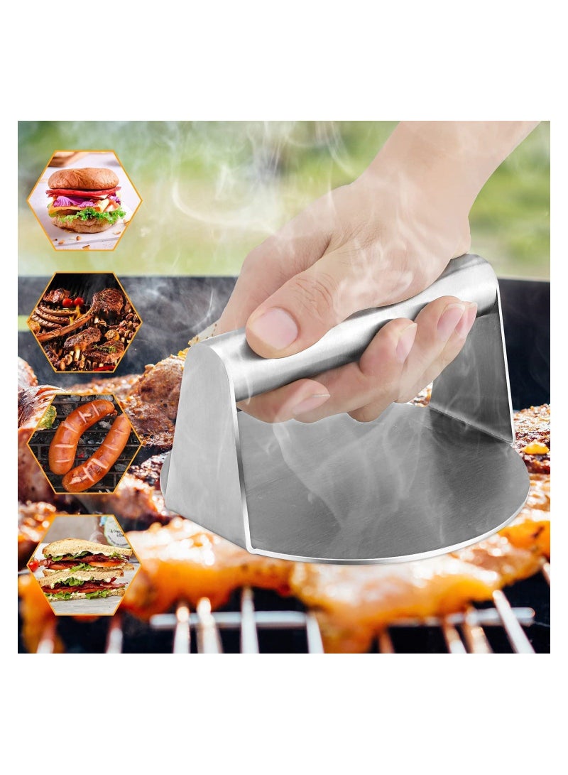 HOMESTAR Stainless Steel Burger Press,Professional Griddle Accessories Kit for Flat Top Grill, Hamburger Patty Maker and Squeeze Grease - Image 4