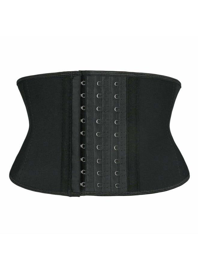 Atbuty Super Short Torso Waist Trainers Cincher Corset Tummy Shaper Slimming Latex Trimmer Girdle, Black (7'' Short Torso, 9 Steel Bones), L - Image 1