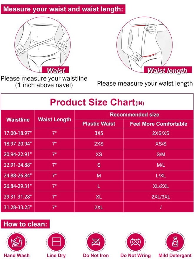 Atbuty Super Short Torso Waist Trainers Cincher Corset Tummy Shaper Slimming Latex Trimmer Girdle, Black (7'' Short Torso, 9 Steel Bones), L - Image 5