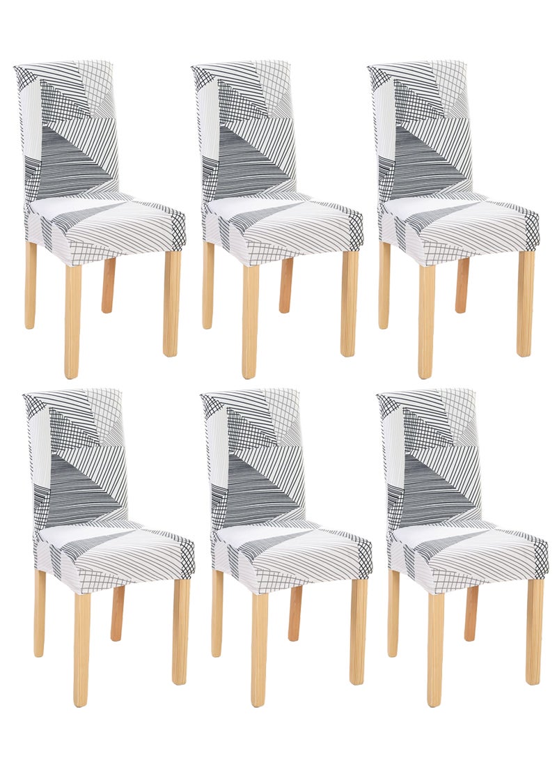 Sharpdo 6-Piece Set Modern Simple Dyed Elastic One-Piece Chair Cover For All Seasons - Image 1