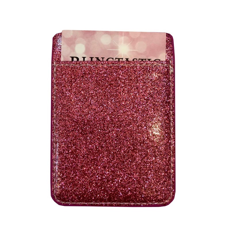 Viva Madrid Glitter PU Leather Stick-On Phone Wallet Pocket, Slim Adhesive Card Holder for Smartphones, Gold - Image 2