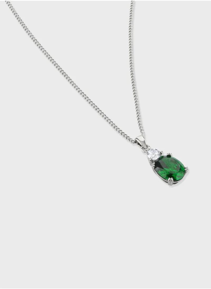 BUCKLEY LONDON Emerald Oval Double Drop Pendant