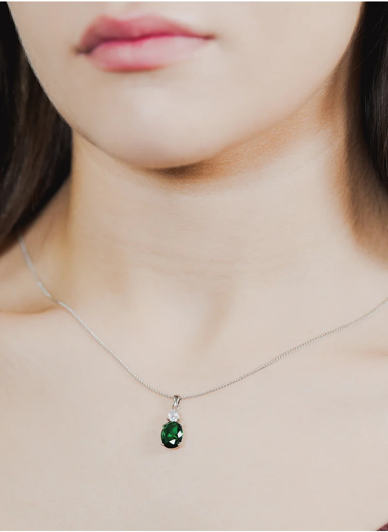 BUCKLEY LONDON Emerald Oval Double Drop Pendant