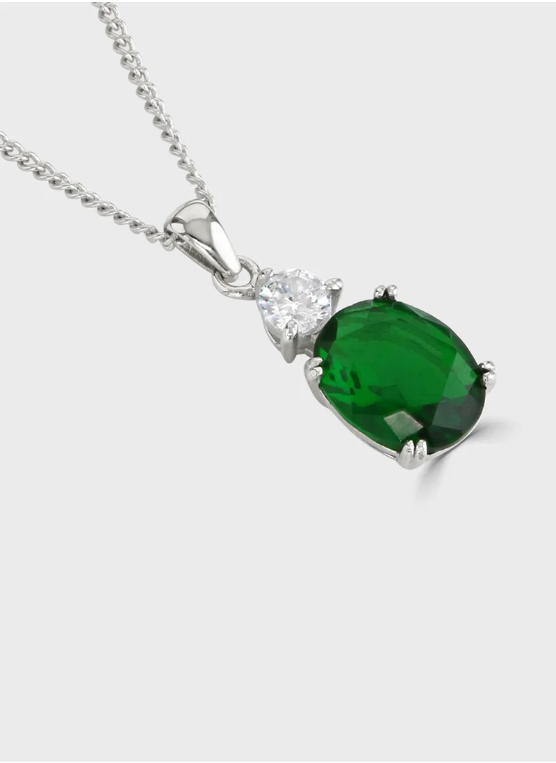 BUCKLEY LONDON Emerald Oval Double Drop Pendant