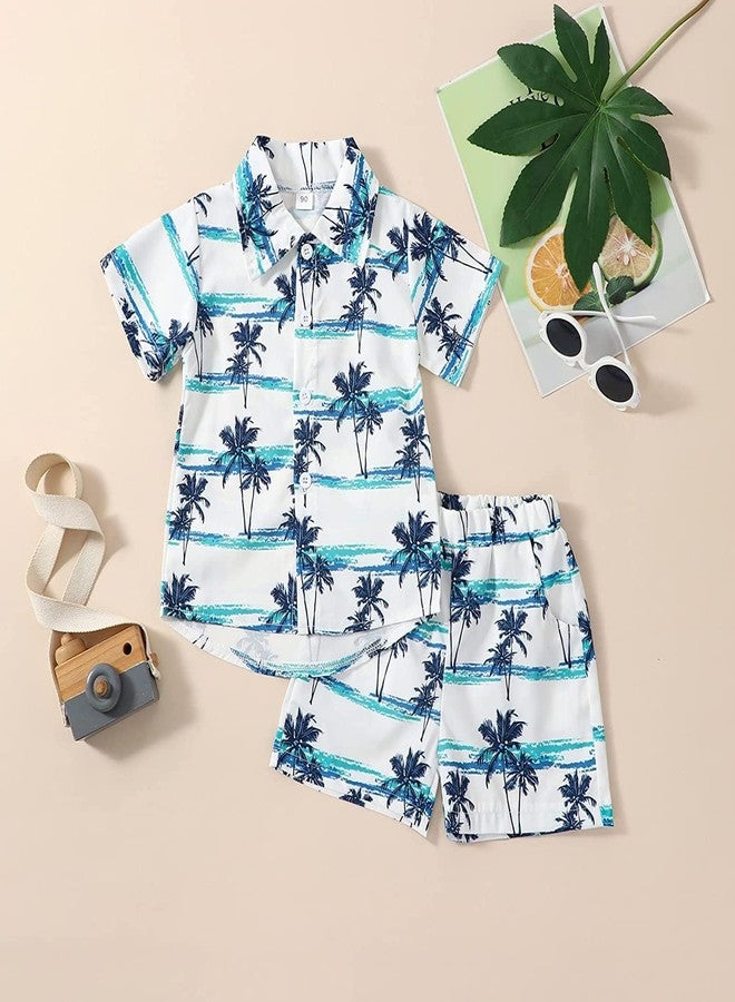 BOIZONTY Western Toddler Boy Clothes Short Sleeve Coconut Tree Button Down Shirt Tops+ Hawaiian Country Shorts Summer Outfits (Coconut Tree White,5-6T) - Image 3