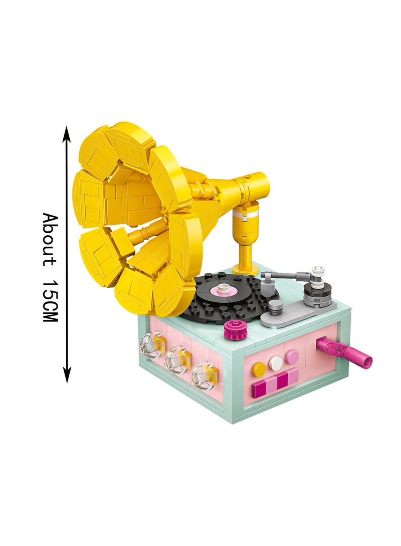 432pcs Yellow Phonograph Model Set Building Blocks Creative Diy Simulation Collection Building Assembly Toys Children'S Gifts Home Decorations - Image 2