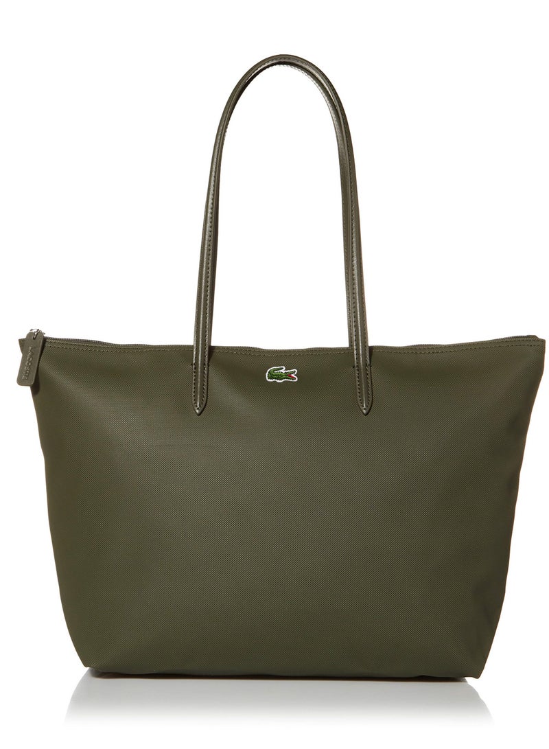 LACOSTE Lacoste bag Women's L12.12 Concept Fashion Versatile Large Capacity Large Size Zipper Handheld Shoulder Bag Tote Bag Large Army Green 45cm * 30cm * 12cm  - Image 1