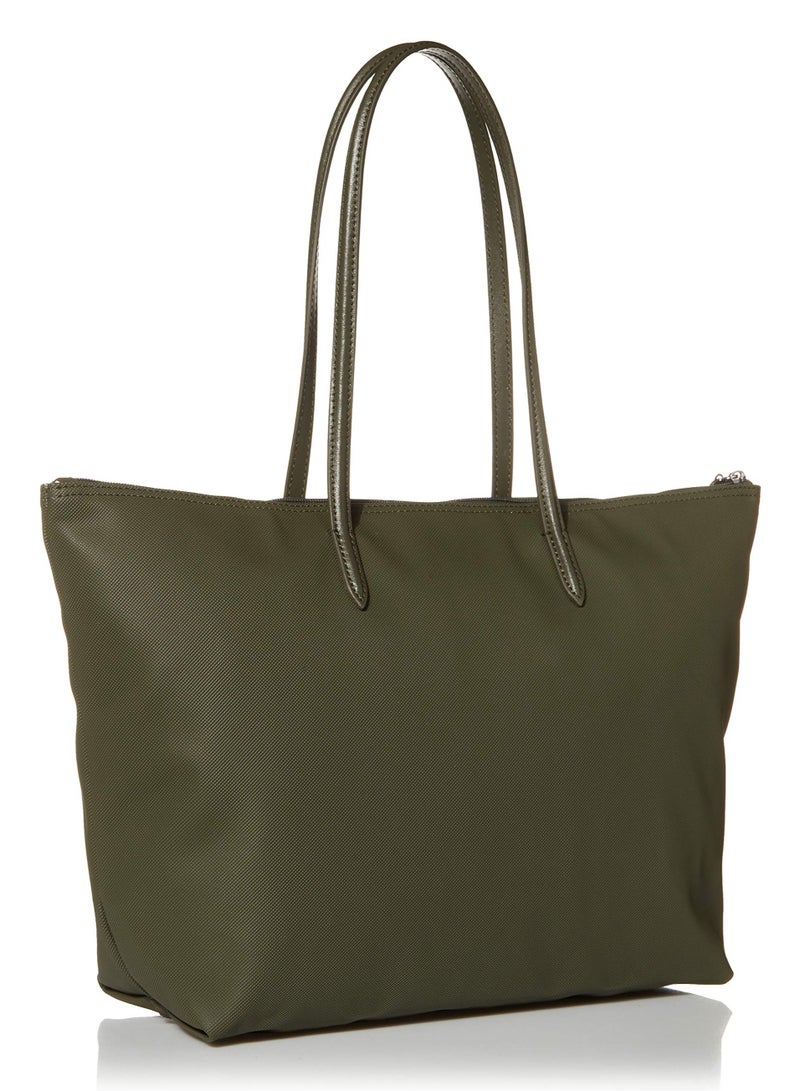 LACOSTE Lacoste bag Women's L12.12 Concept Fashion Versatile Large Capacity Large Size Zipper Handheld Shoulder Bag Tote Bag Large Army Green 45cm * 30cm * 12cm  - Image 3