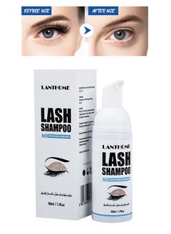 Lash Shampoo for Eyelash Extension 50ml, Eyelash Shampoo Kit, Lash Extension Cleanser, Eyelash Cleanser for Eyelash Extension with Cleansing Brush and Mascara Wand for Salon Use, Home Care